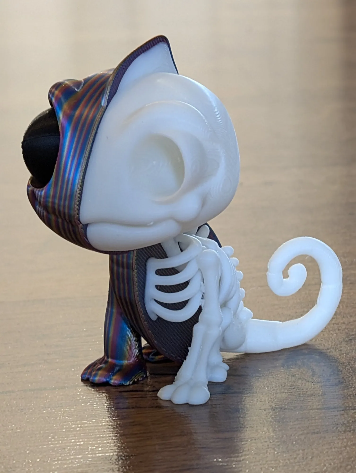 A skeleton cat print